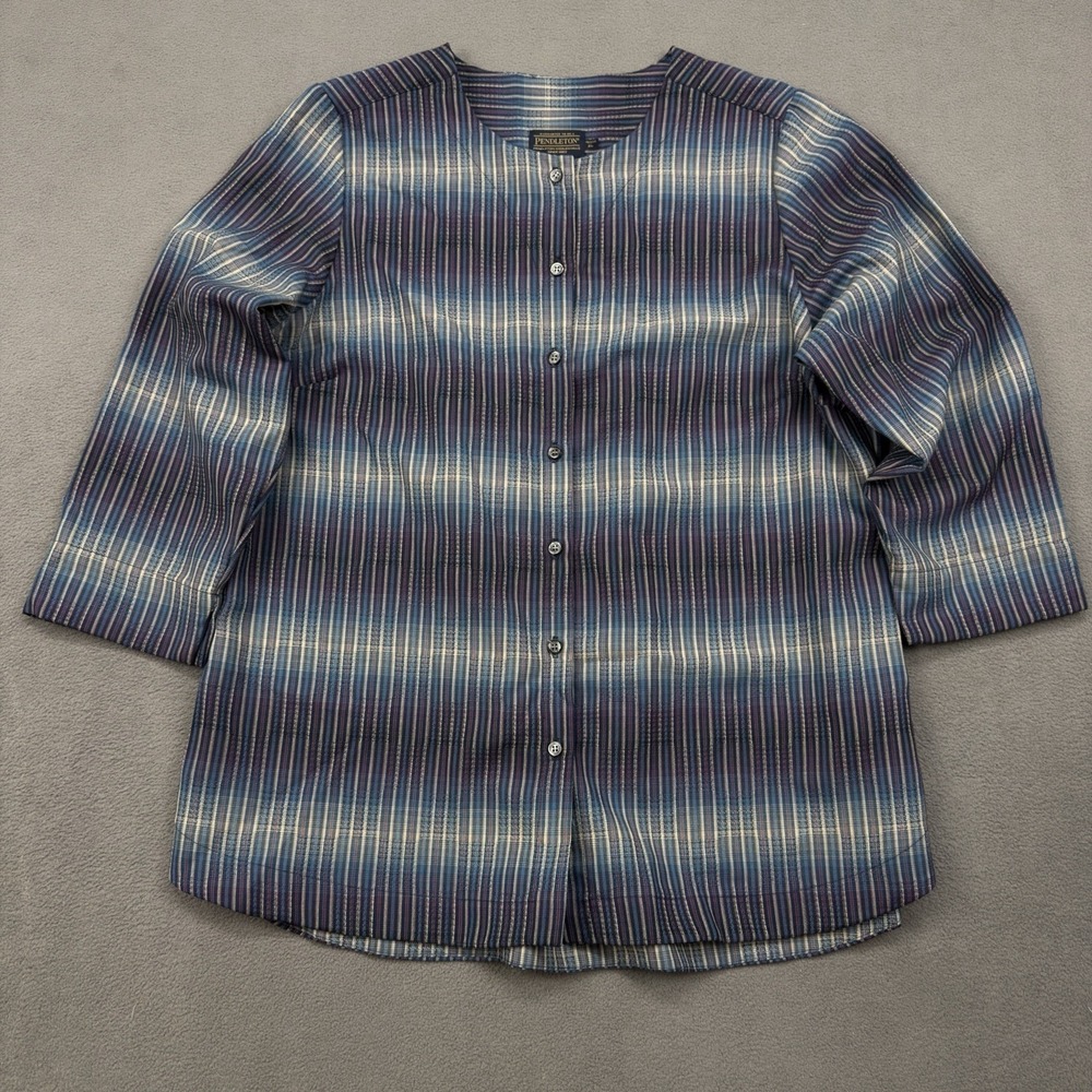 Made In USA Pendleton 3/4 Sleeve Button Front Tunic Womens XL Petite 100% Wool